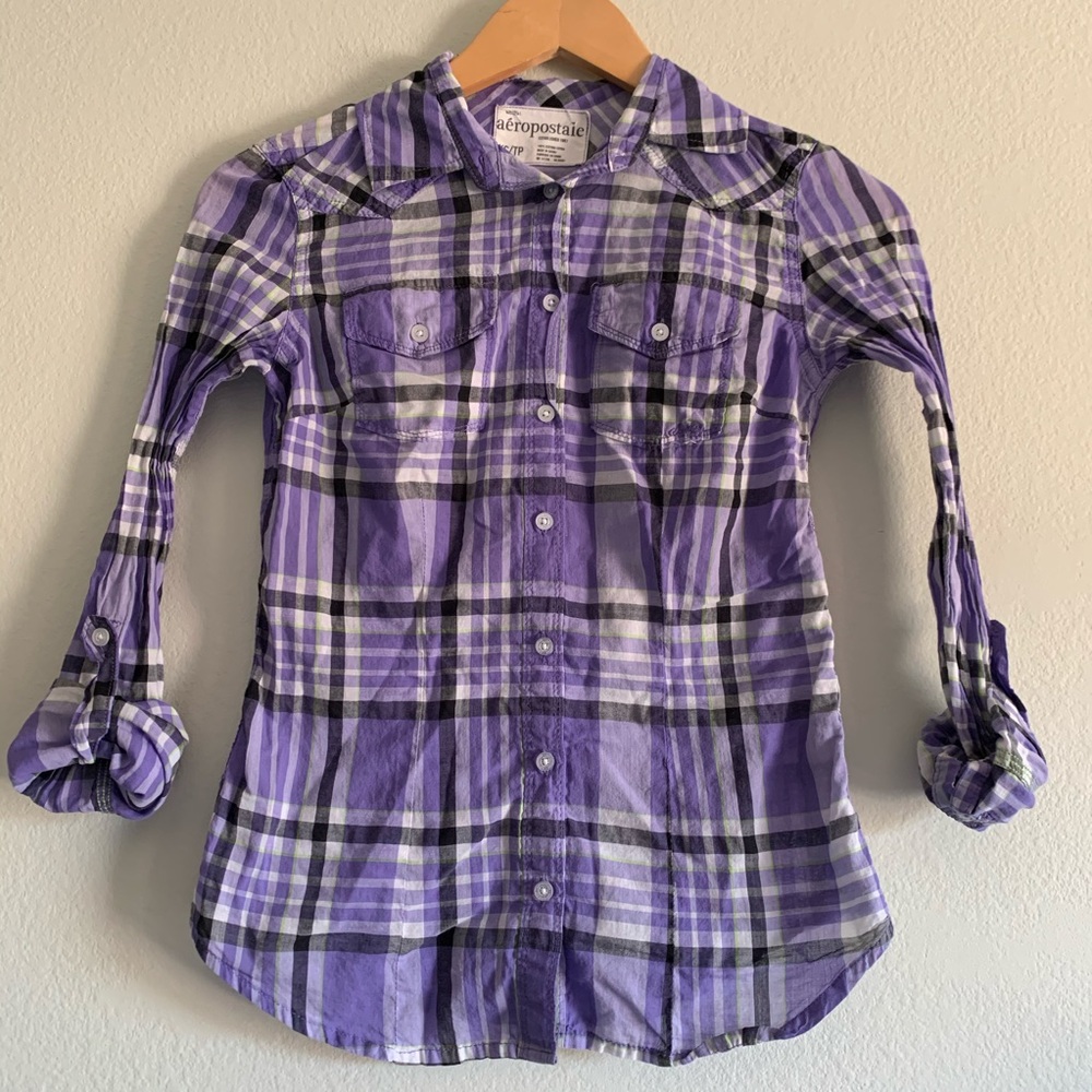 🌸Purple plaid button down🌸
